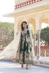 KA 1086 Russian Silk Embroidery Alia Cut Gown Dupatta Wholesalers In Delhi 